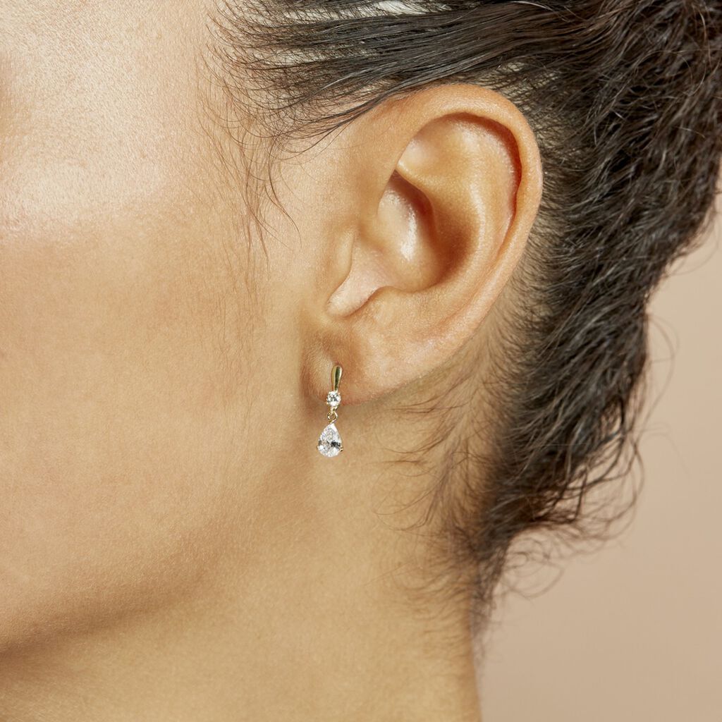 Boucles D'oreilles Pendantes Goutte Or Jaune Oxyde De Zirconium - Boucles d'oreilles Pendantes Femme | Marc Orian