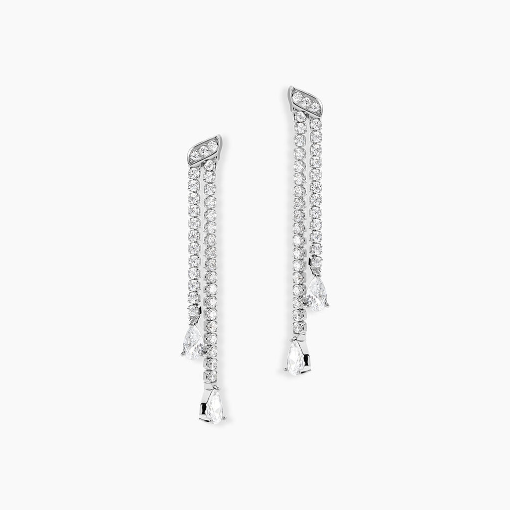 Boucles D'oreilles Pendantes Isalis Argent Blanc Oxyde De Zirconium - Pendantes Femme | Marc Orian