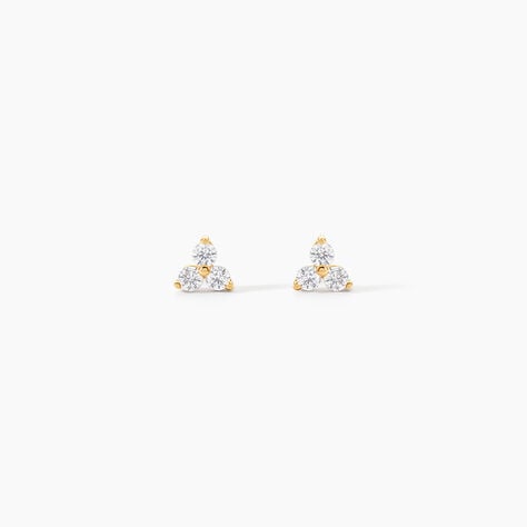 Boucles D'oreilles Puces Isaora Or Jaune Oxyde De Zirconium - Puces Famille | Marc Orian