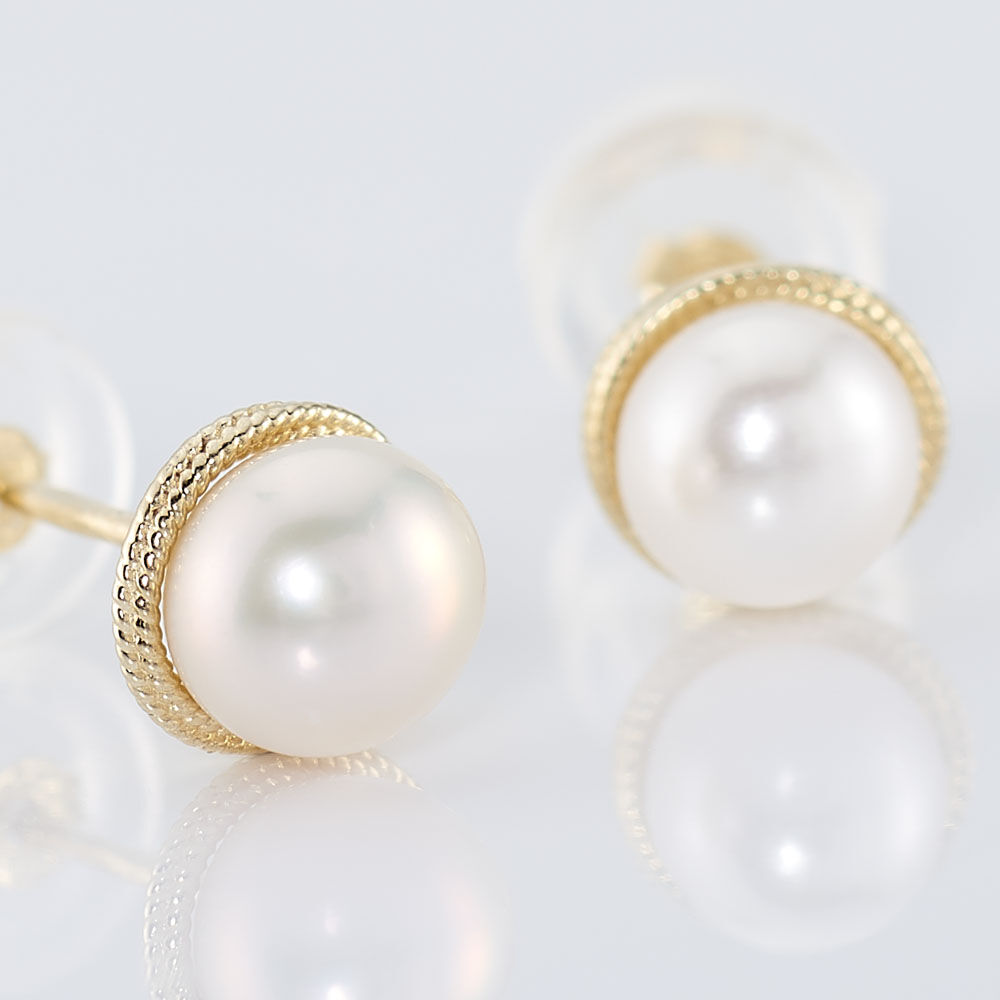 Boucles D'oreilles Puces Siera Or Jaune Perle De Culture - Puces Femme | Marc Orian