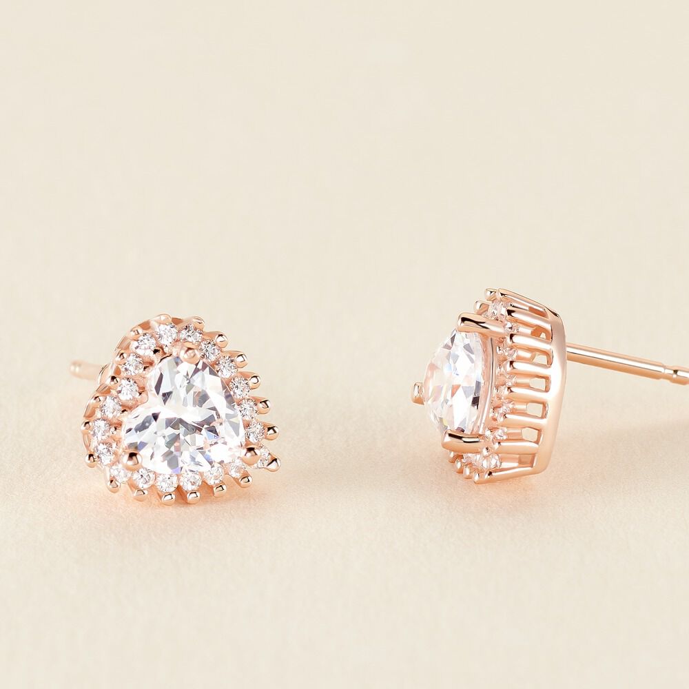 Boucles D'oreilles Puces Calvi Argent Rose Oxyde De Zirconium - Puces Femme | Marc Orian