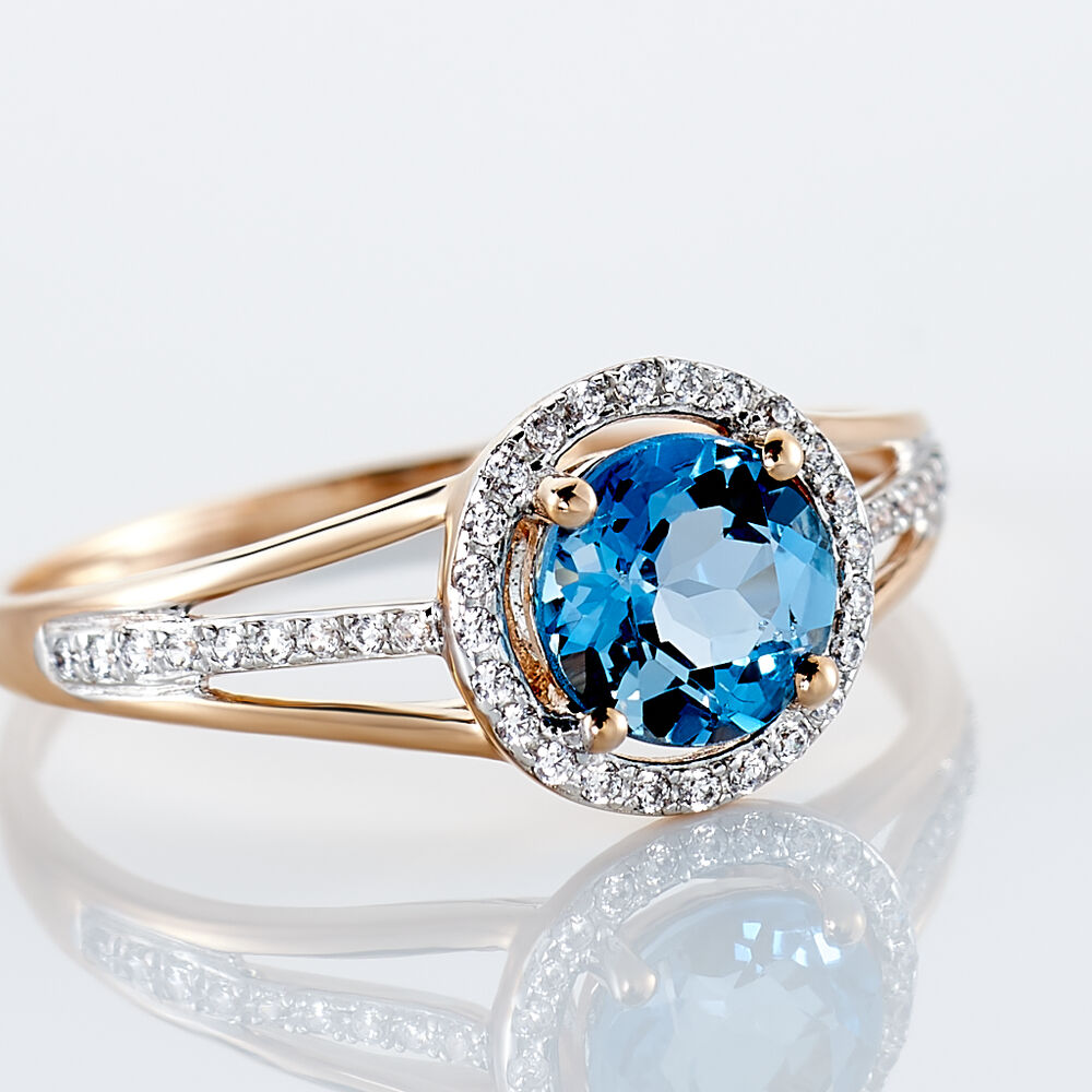 Bague Maeva Or Rose Topaze Et Oxyde De Zirconium - Bagues pierres fines Femme | Marc Orian