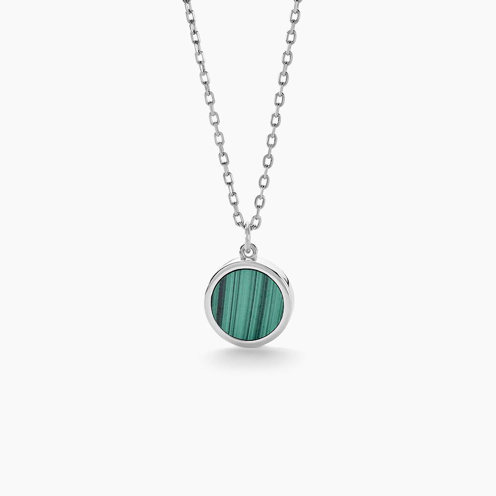 Collier Lunatique Argent Blanc Malachite Onyx -  Femme | Marc Orian