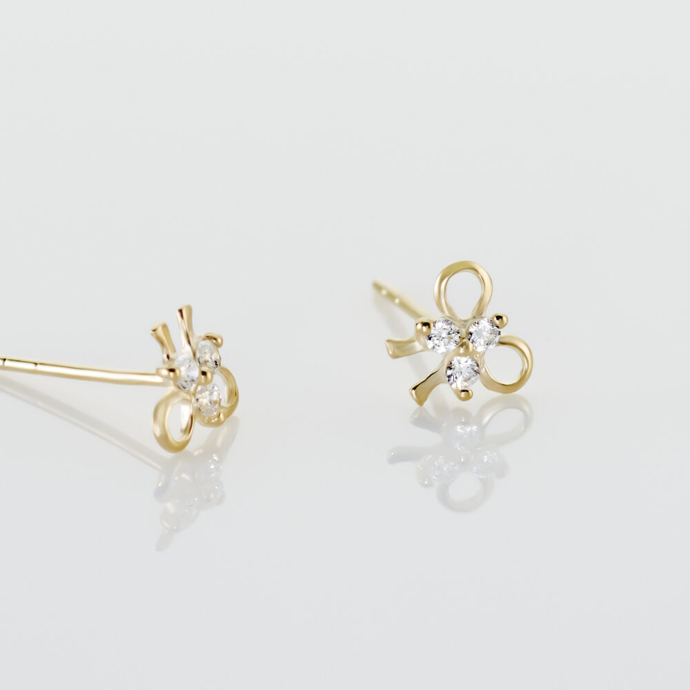 Boucles D'oreilles Puces Darina Noeud Or Jaune Oxyde De Zirconium - Puces Famille | Marc Orian