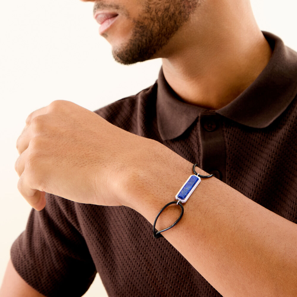 Bracelet Leandre Argent Blanc Lapis Lazuli - Bracelets cordons Homme | Marc Orian