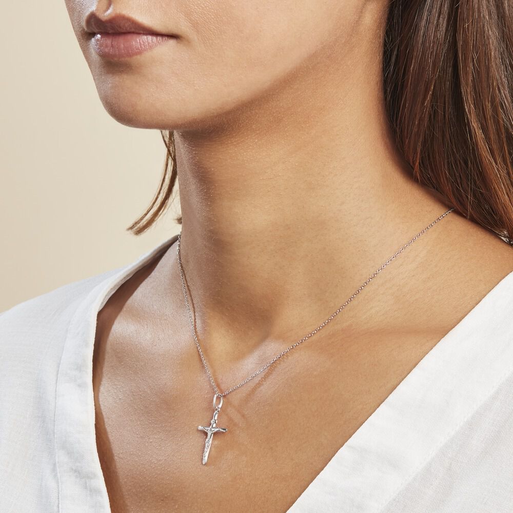Pendentif Damian Croix Or Blanc - Pendentifs Famille | Marc Orian