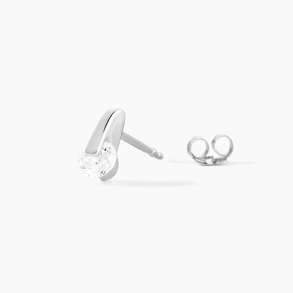 Boucles D'oreilles Pendantes Vera Argent Blanc Oxyde De Zirconium - Puces Femme | Marc Orian
