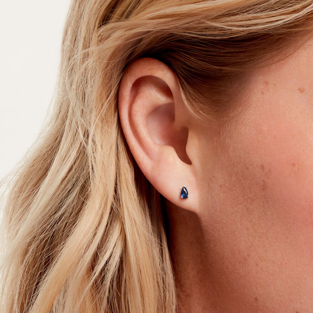 Boucles D'Oreilles Puces Ma&euml;llys Argent Blanc Oxyde De Zirconium - Puces Femme | Marc Orian