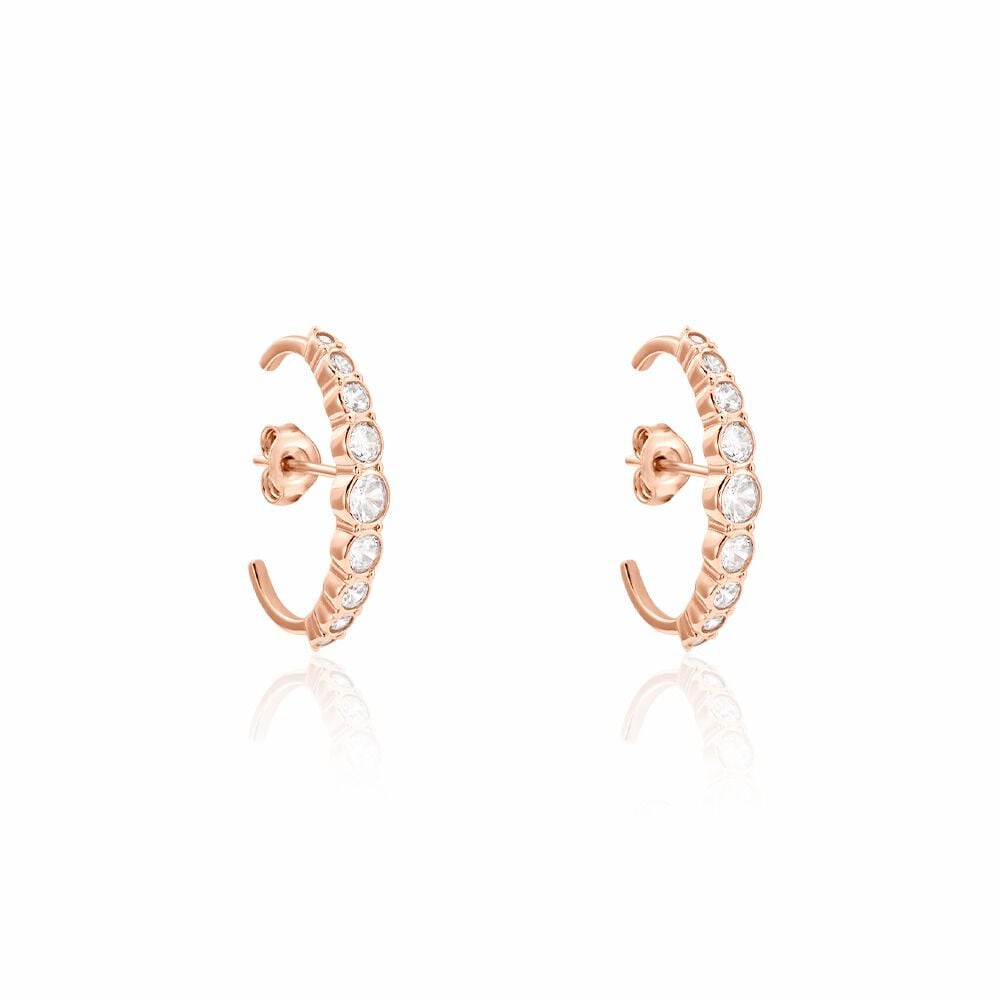 Boucles D'oreilles Liviu Argent Rose Oxyde De Zirconium - Cr&eacute;oles Femme | Marc Orian