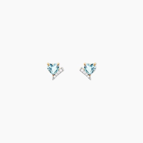 Boucles D'Oreilles Puces Eva Argent Dor&eacute; A L'Or 750/1000 Topaze Oxyde De Zirconium - Puces Femme | Marc Orian