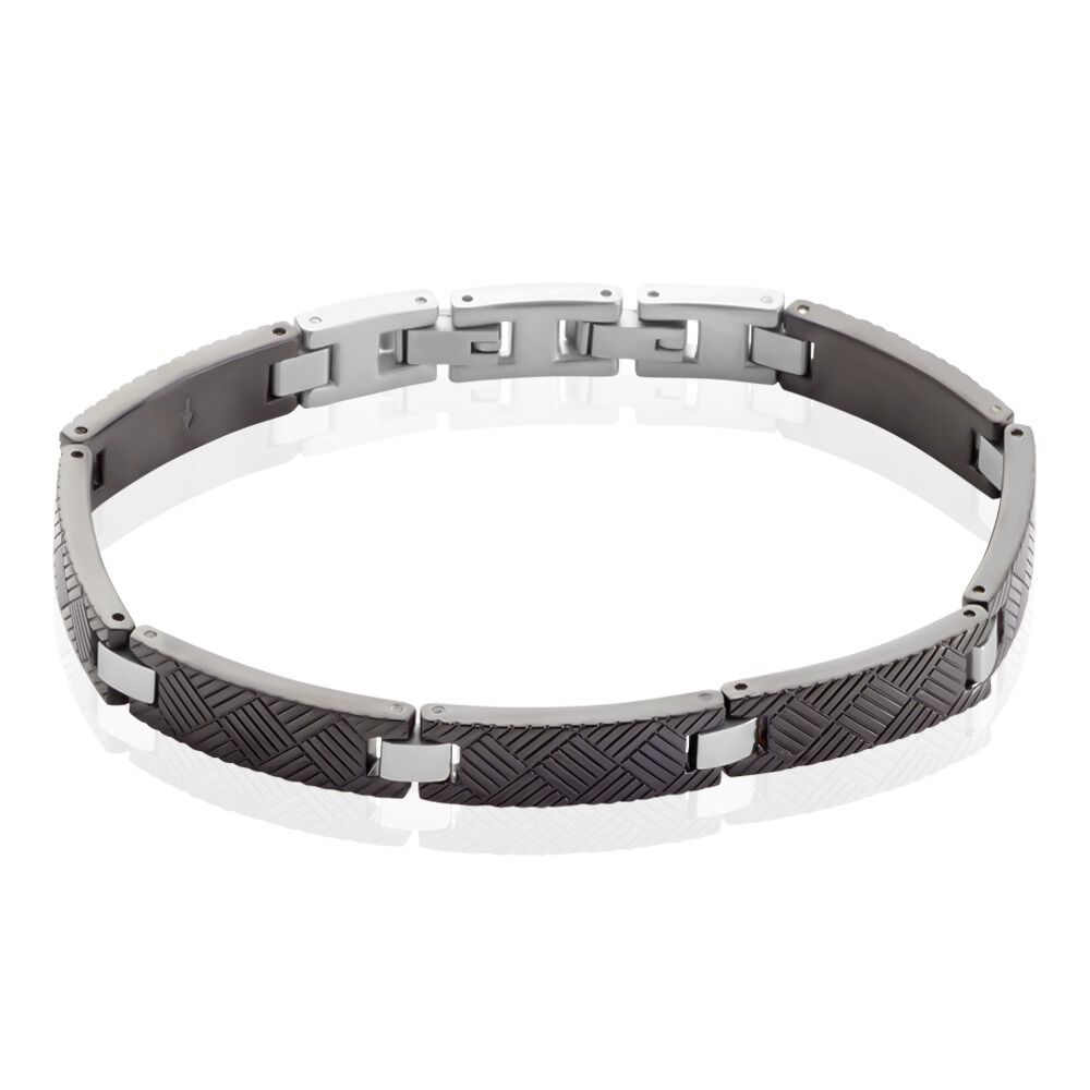 Bracelet Phebus Him Acier Blanc Et Noir - Bracelets cha&icirc;nes Homme | Marc Orian