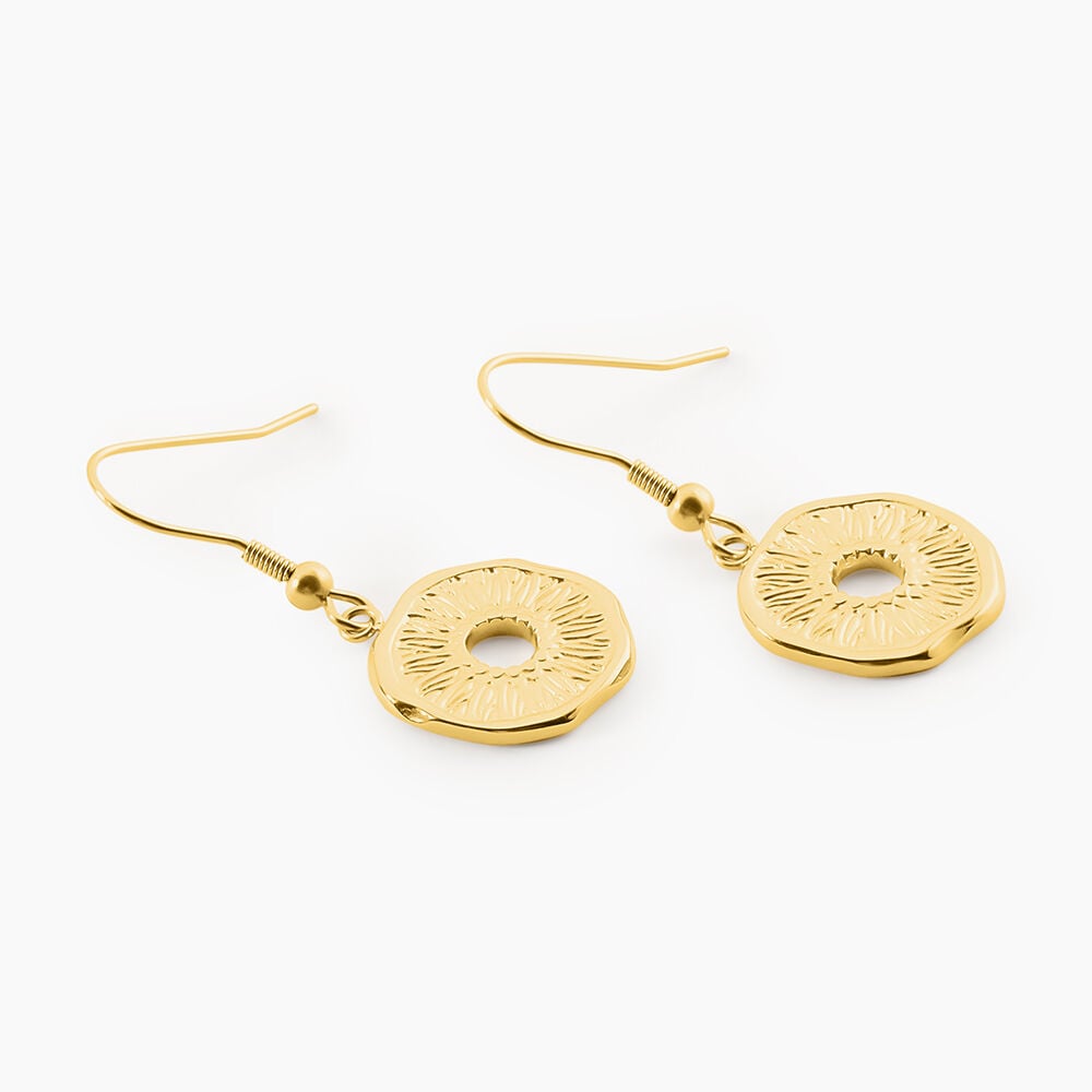 Boucles D'Oreilles Pendantes Goker Acier Jaune - Pendantes Femme | Marc Orian