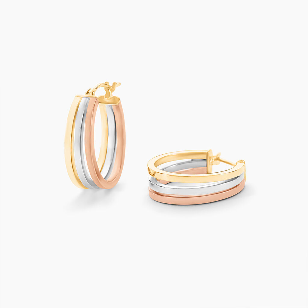 Cr&eacute;oles Iba Or Tricolore - Cr&eacute;oles Femme | Marc Orian