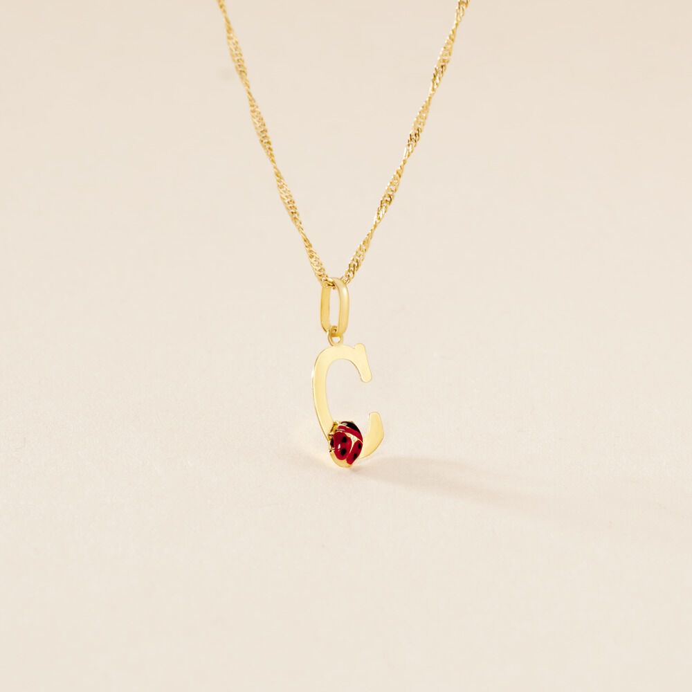 Pendentif Helidie Coccinelle Lettre Or Jaune - Pendentifs Enfant | Marc Orian