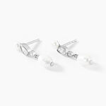 Boucles D'oreilles Pendantes Dua Argent Blanc Perle De Culture Oxyde - Pendantes Femme | Marc Orian