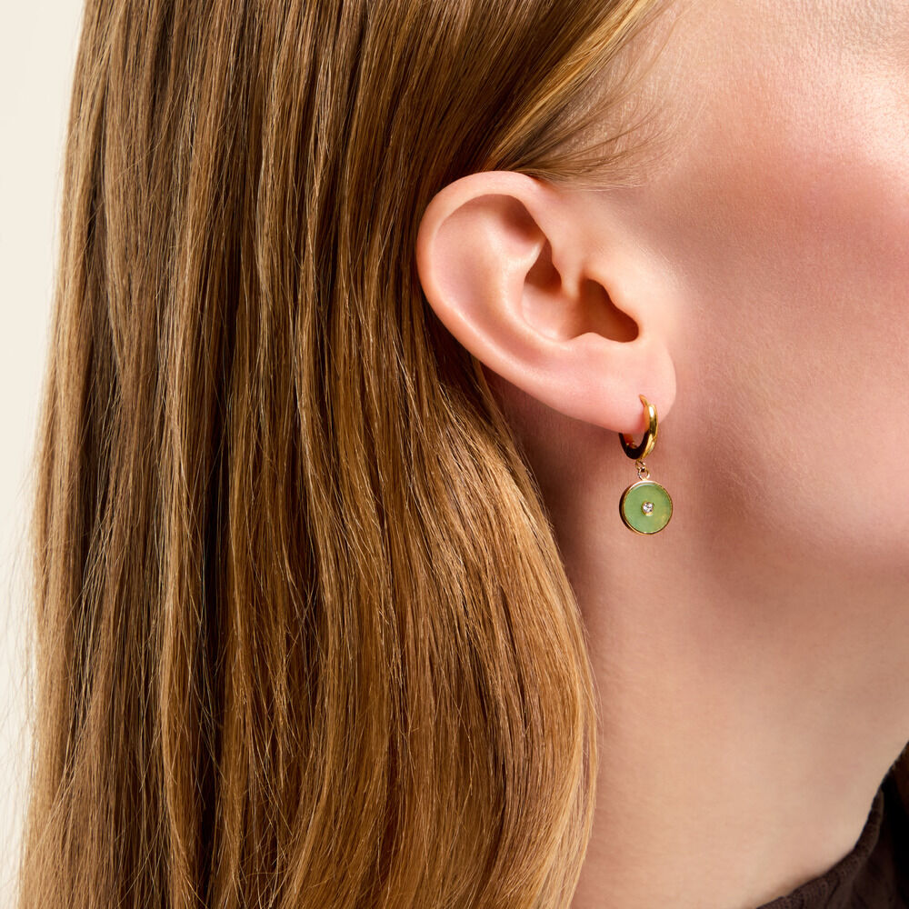 Cr&eacute;oles Adenor Acier Jaune Aventurine Cristal - Boucles d'oreilles pampille Femme | Marc Orian