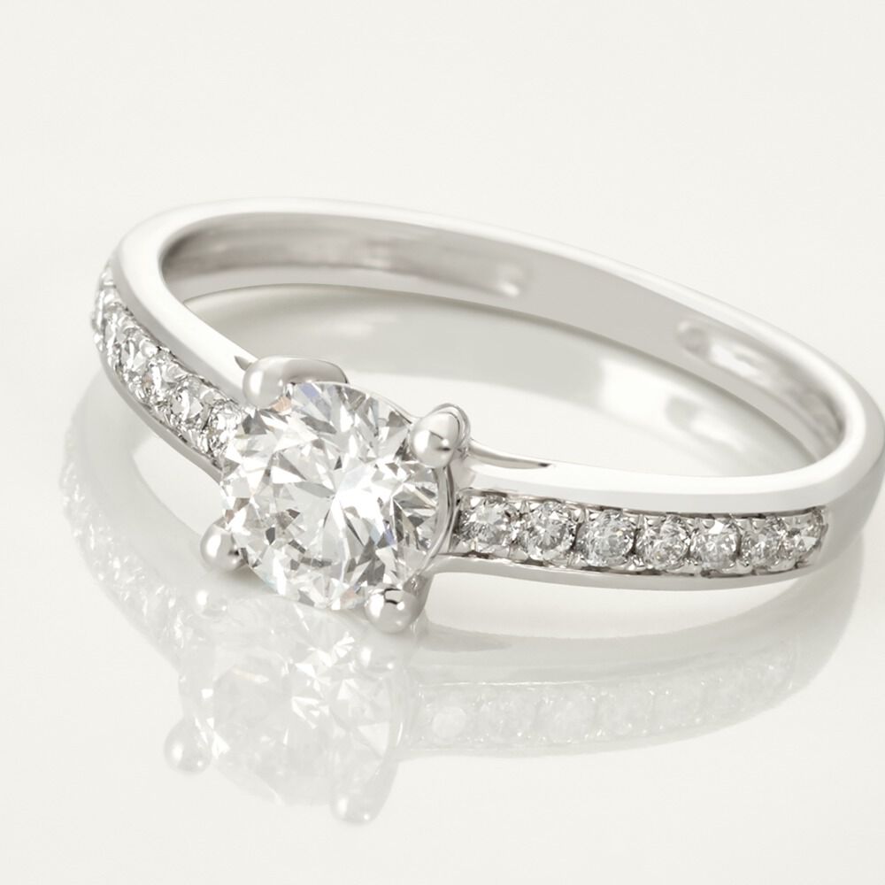 Bague Solitaire Accompagné Aramis Or Blanc Diamant Synthétique - Solitaires Femme | Marc Orian