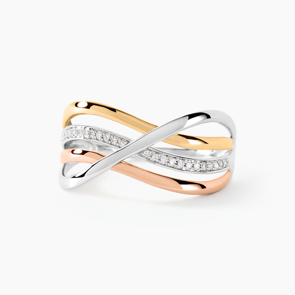 Bague Volya Or Tricolore Diamant - Bagues pierres pr&eacute;cieuses Femme | Marc Orian