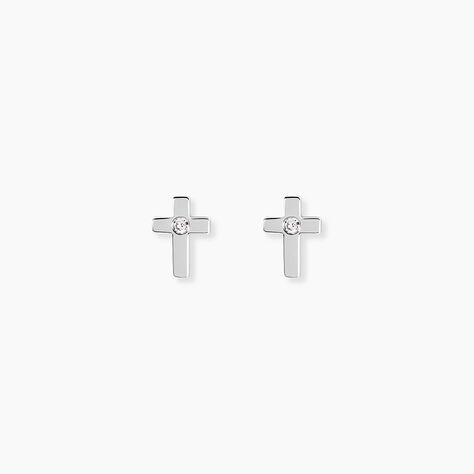 Boucles D'oreilles Puces Laurice Argent Blanc Oxyde De Zirconium - Puces Femme | Marc Orian