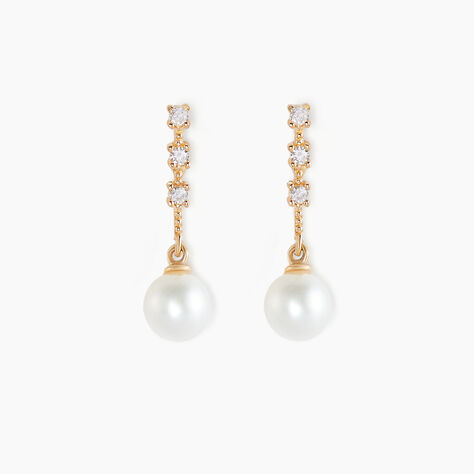 Boucles D'oreilles Pendantes Louise-marie Or Jaune Perle De Culture - Boucles d'oreilles mariage Femme | Marc Orian