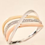 Bague Volya Or Tricolore Diamant - Bagues pierres pr&eacute;cieuses Femme | Marc Orian