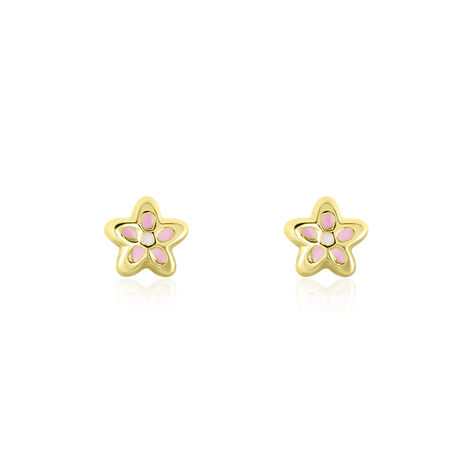 Boucles D'oreilles Puces Fleur Email Or Jaune - Puces Enfant | Marc Orian
