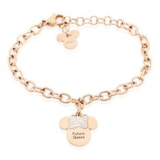 Bracelet Disney Acier Doré Rose Cristaux - Bracelets chaînes Enfant | Marc Orian