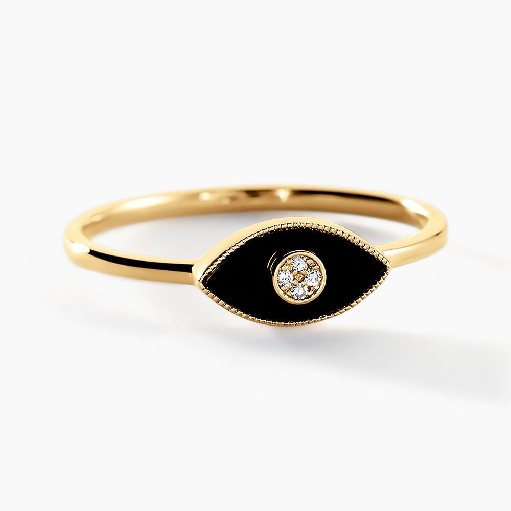 Bague Matiasma Or Jaune Onyx Diamant - Bagues de promesse Femme | Marc Orian