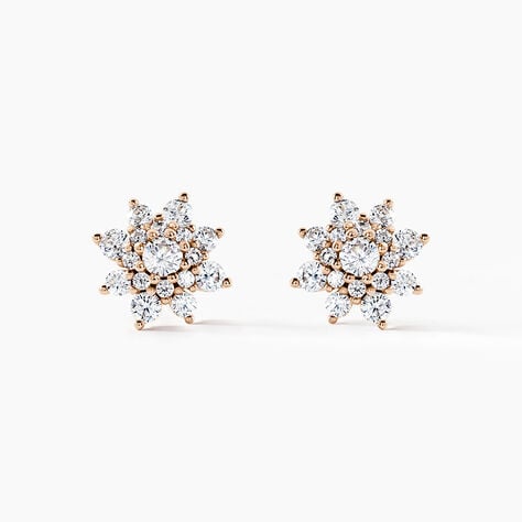 Boucles D'oreilles Puces Lorraine Argent Rose Oxyde De Zirconium - Puces Femme | Marc Orian