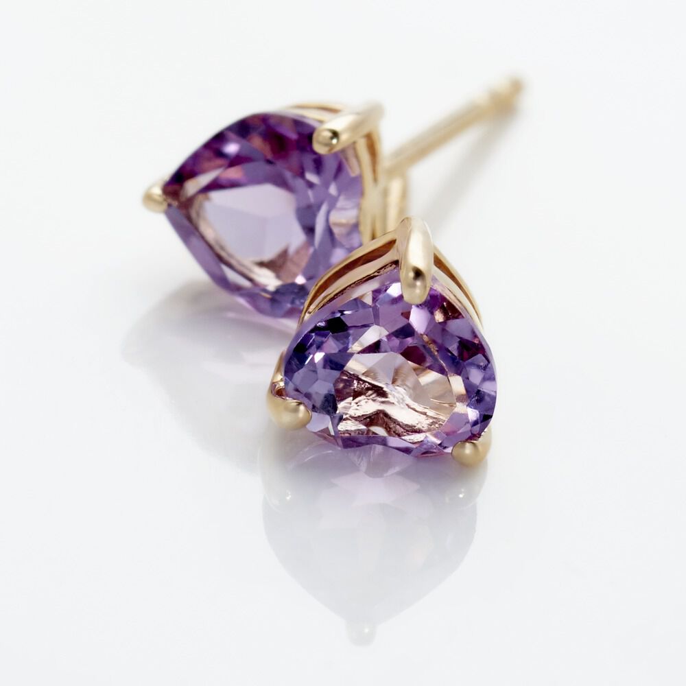 Boucles D'oreilles Puces Salona Or Jaune Amethyste Violet - Puces Femme | Marc Orian