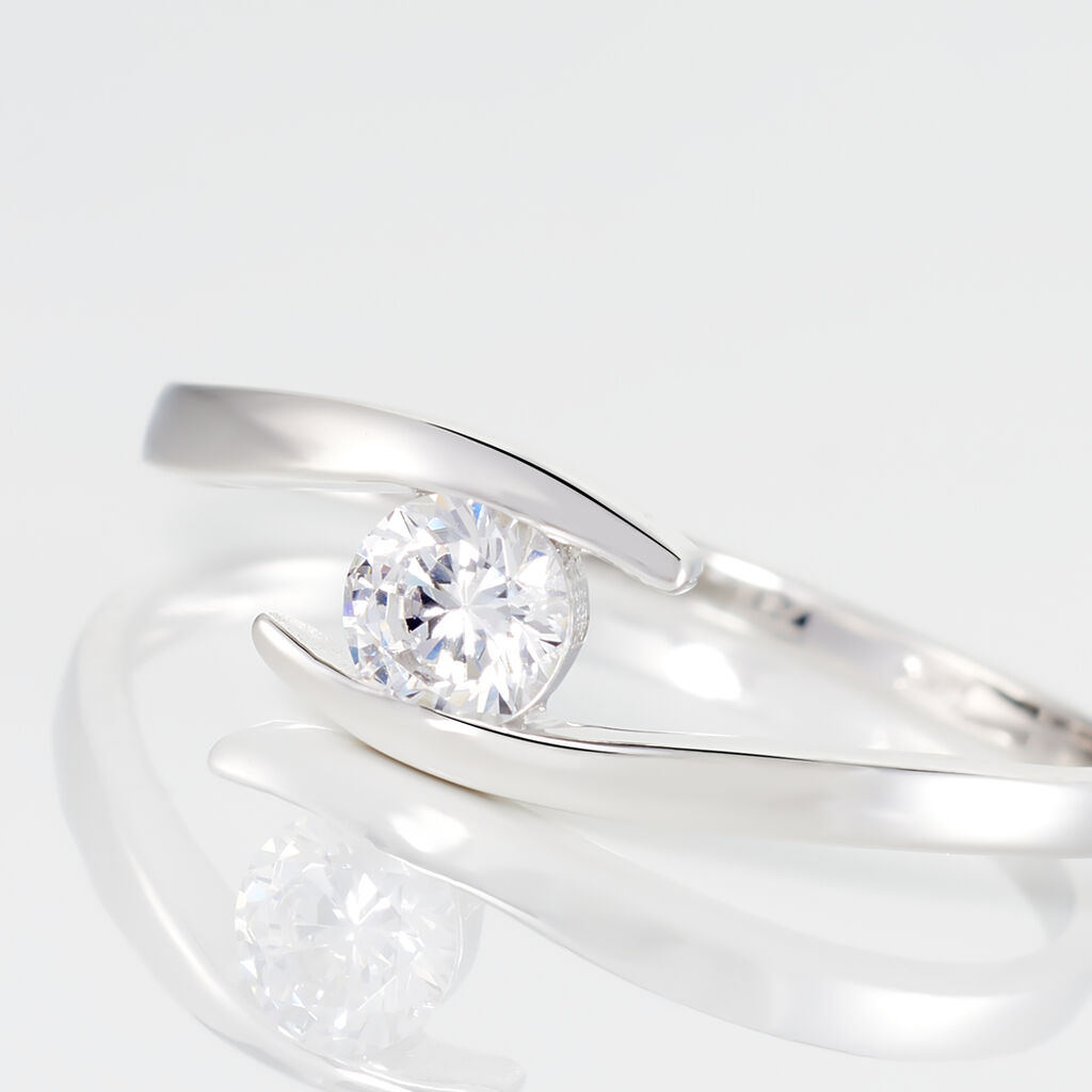 Bague Solitaire Camilia Or Blanc Oxyde De Zirconium - Bagues Solitaire Femme | Marc Orian