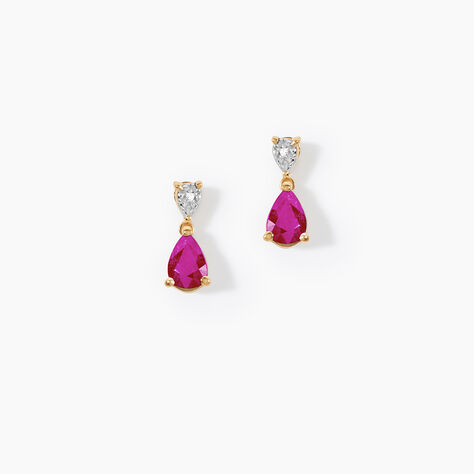 Boucles D'Oreilles Puces Porfirio Or Jaune Rubis Diamant - Boucles d'oreilles mariage Femme | Marc Orian