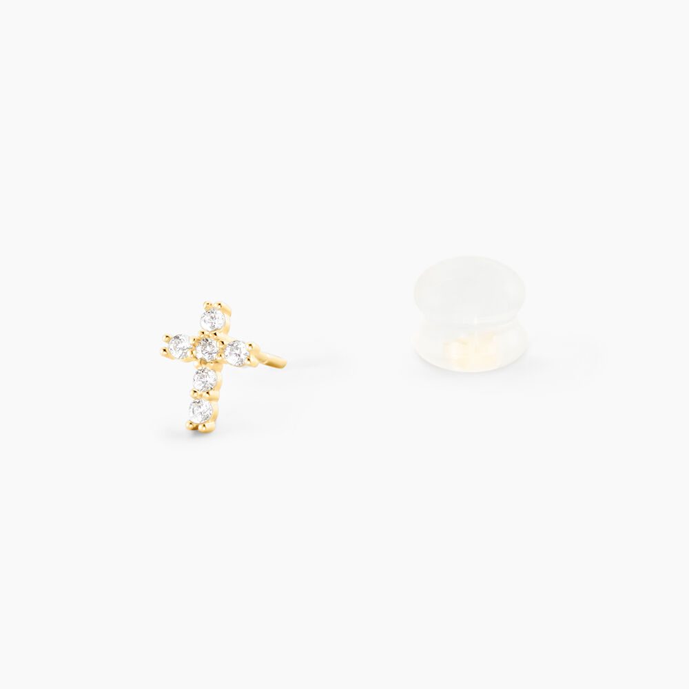 Boucles D'oreilles Puces Luna Or Jaune Oxyde De Zirconium - Puces Femme | Marc Orian