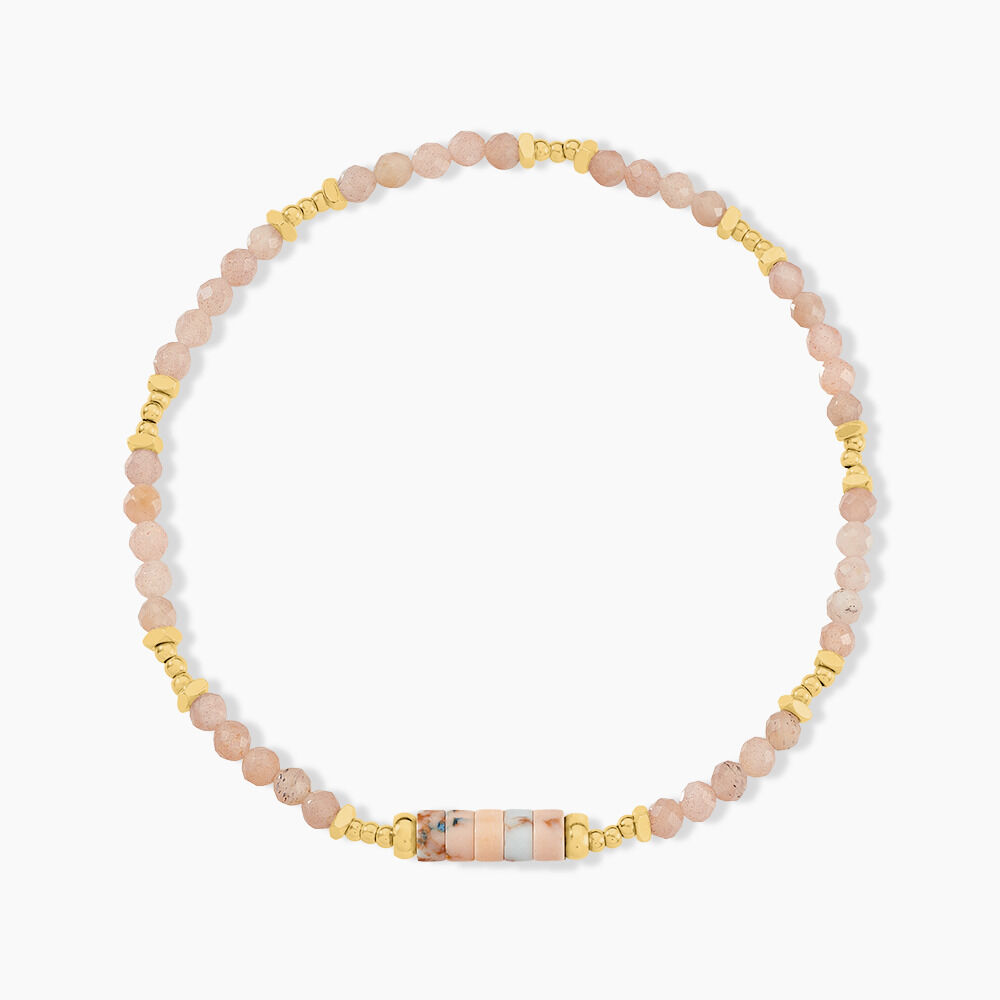 Bracelet Acier Jaune Pierre De Synthese Turquoise - Bracelets Elastique Femme | Marc Orian