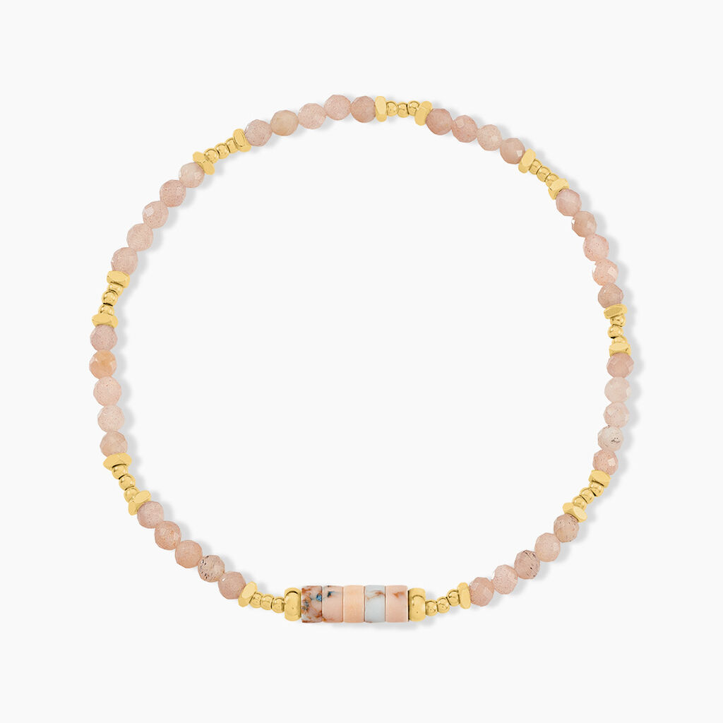 Bracelet Acier Jaune Pierre De Synthese Turquoise - Bracelets Elastique Femme | Marc Orian