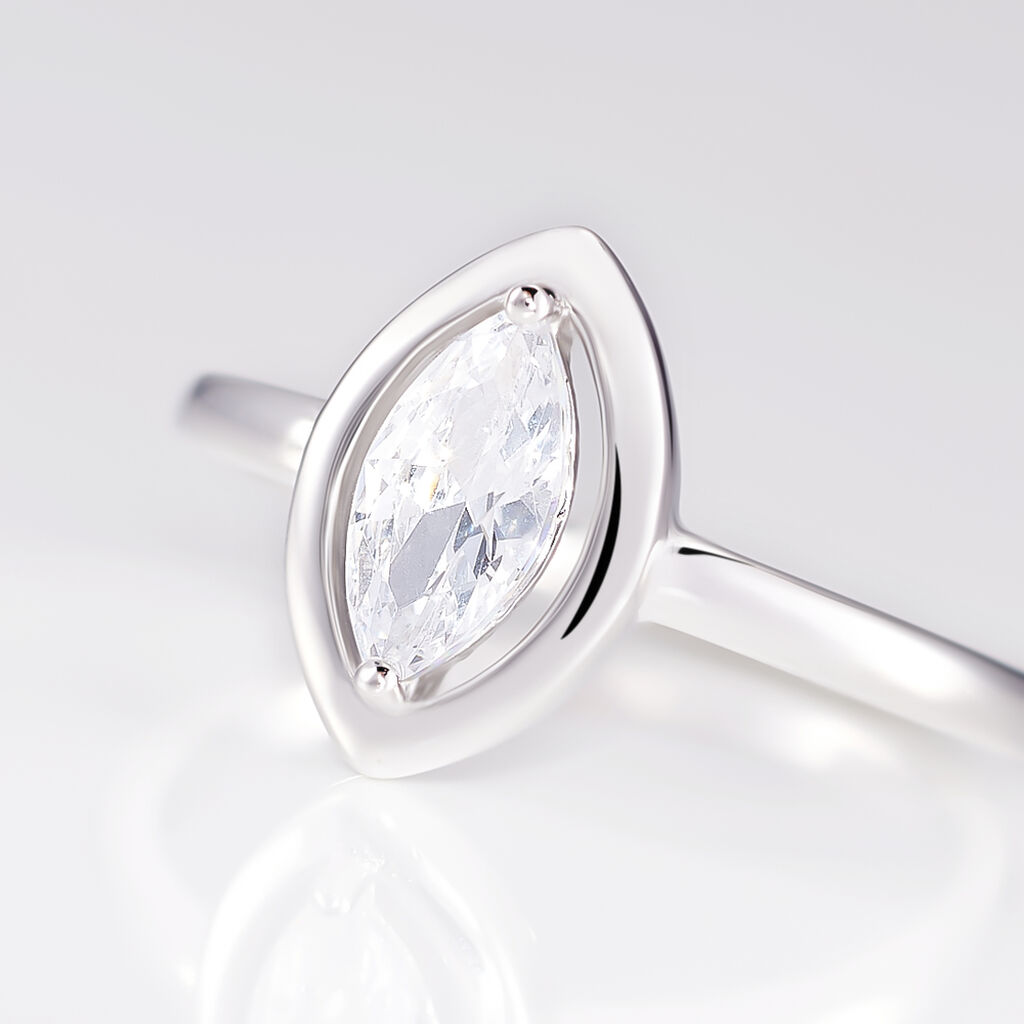 Bague Aron Argent Blanc Oxyde De Zirconium - Bagues Solitaire Femme | Marc Orian