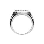 Bague Argent Blanc Thimeo Agathe Noire - Bagues de promesse Homme | Marc Orian