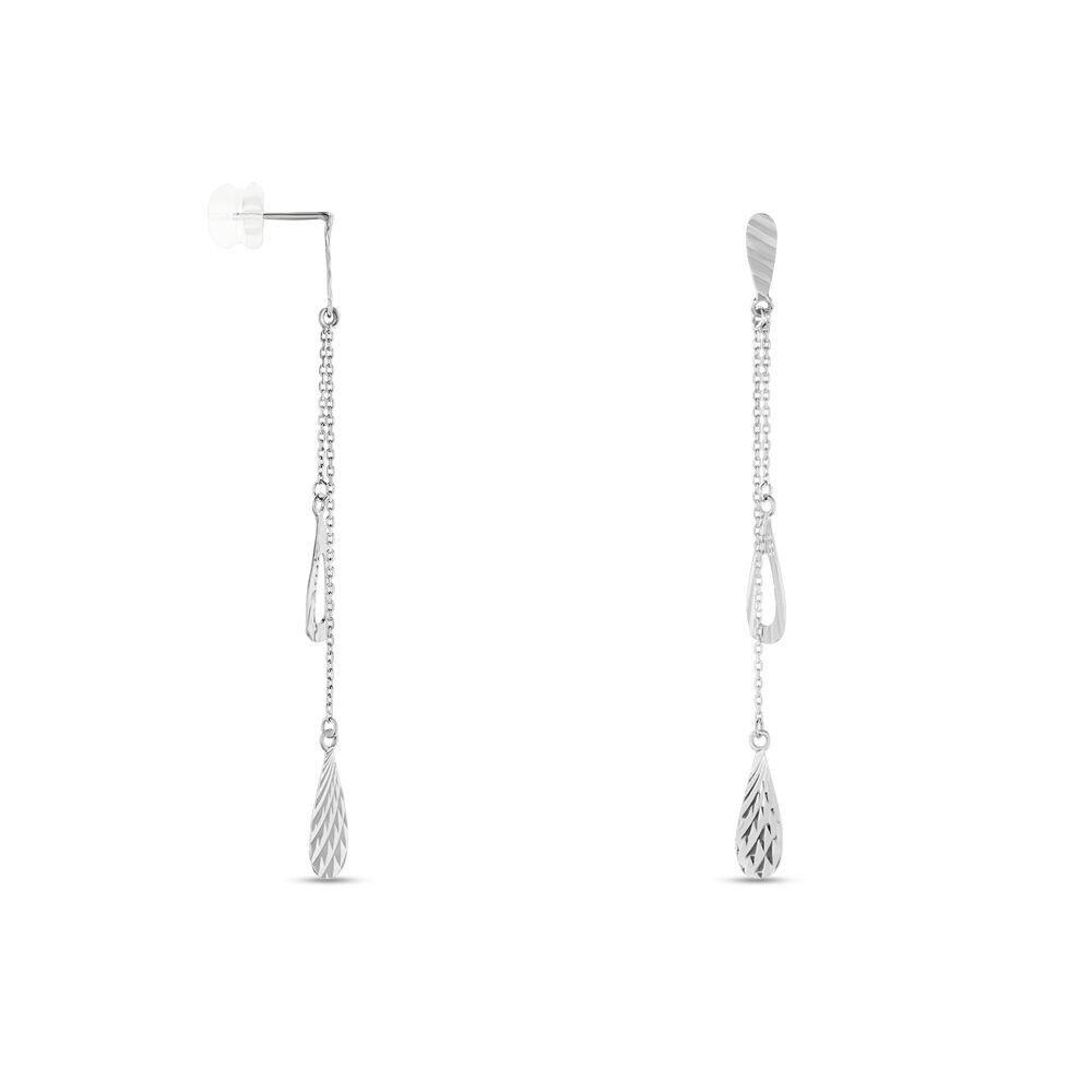 Boucles D'oreilles Pendantes Anila Gouttes Or Blanc - Pendantes Femme | Marc Orian