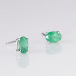 Boucles D'oreilles Puces Ovale Or Blanc Emeraude - Puces Femme | Marc Orian