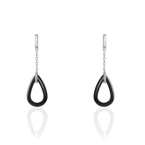 Boucles D'oreilles Pendantes Amaris Argent Blanc Céramique Et Oxyde - Pendantes Femme | Marc Orian
