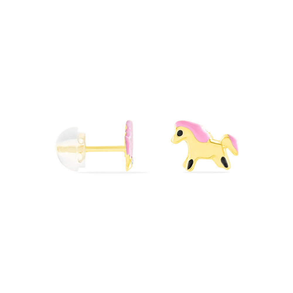 Boucles D'oreilles Puces Heldea Cheval Or Jaune - Puces Enfant | Marc Orian