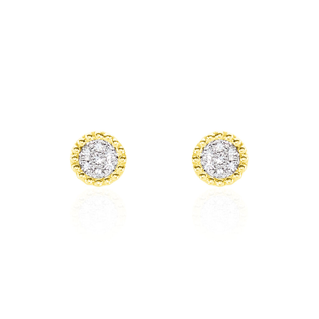 Boucles D'oreilles Puces Vaina Or Jaune Diamant - Puces Femme | Marc Orian