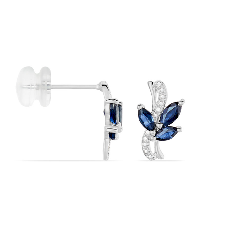 Boucles D'oreilles Puces Angie Or Blanc Saphir Et Diamant - Puces Femme | Marc Orian