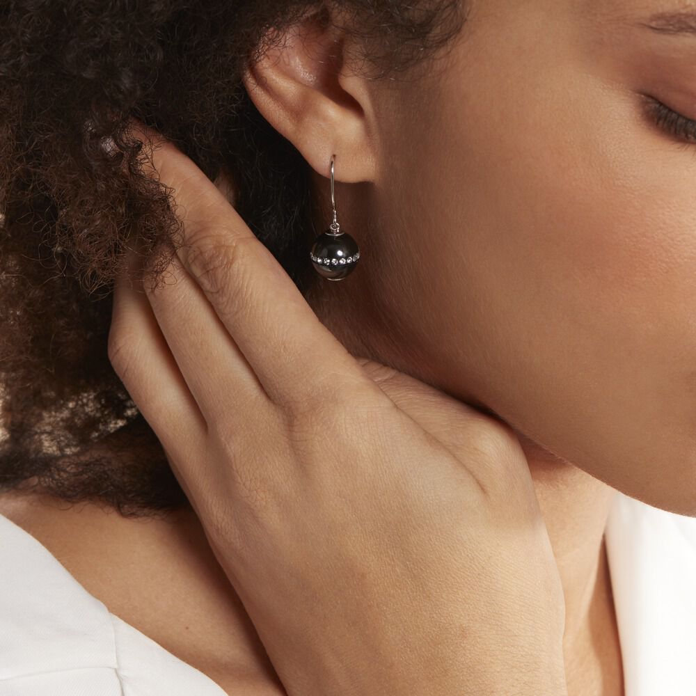 Boucles D'oreilles Pendantes Nina Cera Argent  Strass Et Céramique - Pendantes Femme | Marc Orian