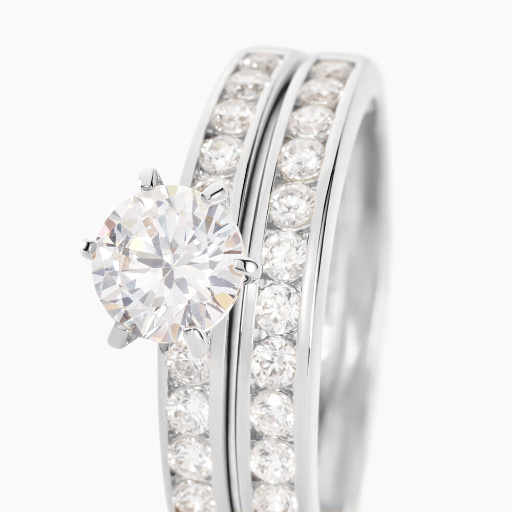 Bague Double Jeu Argent Blanc Oxyde De Zirconium - Solitaires Femme | Marc Orian