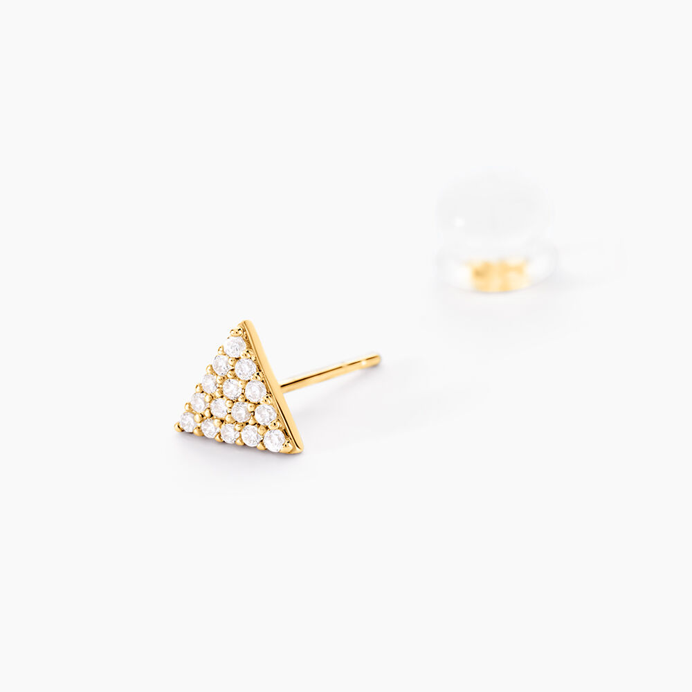 Boucles D'oreilles Puces Eloane Triangle Or Jaune Oxyde De Zirconium - Puces Femme | Marc Orian