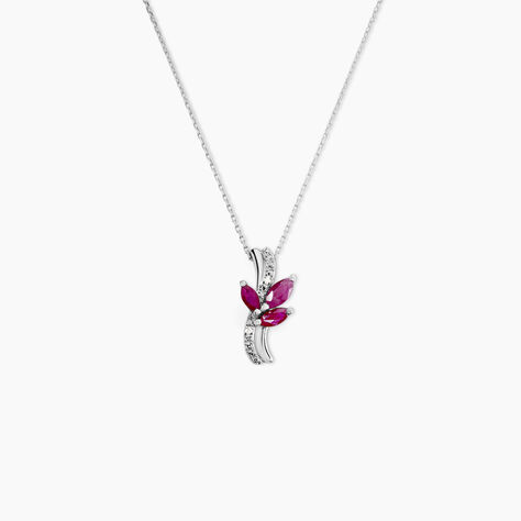 Collier Angie Or Blanc Diamant Et Rubis - Colliers avec pierres Femme | Marc Orian