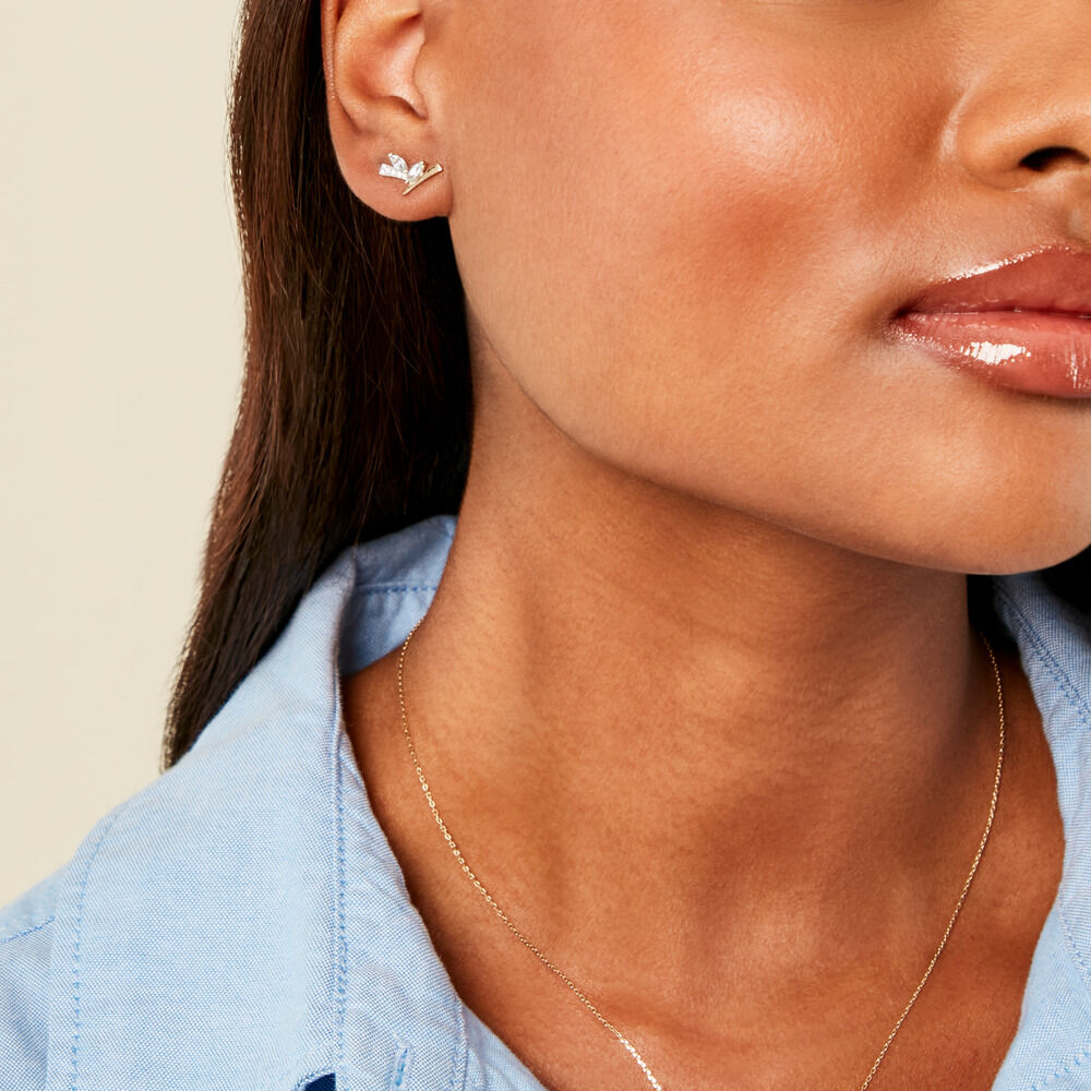 Boucles D'Oreilles Puces Petras Or Jaune Topaze Oxyde De Zirconium - Puces Femme | Marc Orian