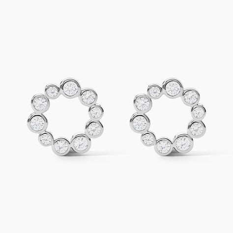 Boucles D'oreilles Puces Ryo Argent Blanc Oxyde De Zirconium - Puces Femme | Marc Orian