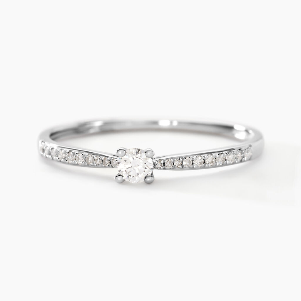 Bague Solitaire Hemera Or Blanc Diamant - Parures de mariage Femme | Marc Orian